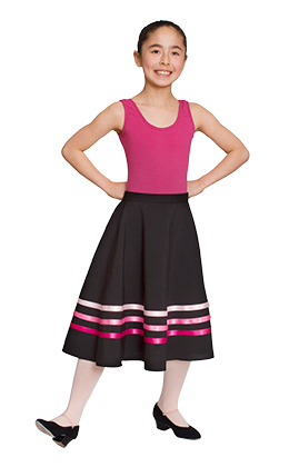 Black character skirt with pink ribbons  